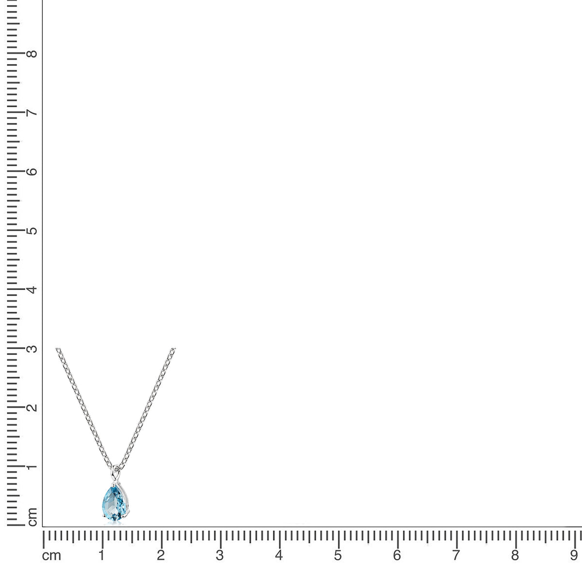 Anhänger mit Kette Ankerkette 925/- Sterling Silber rhodiniert 45,0cm Blautopas beh.