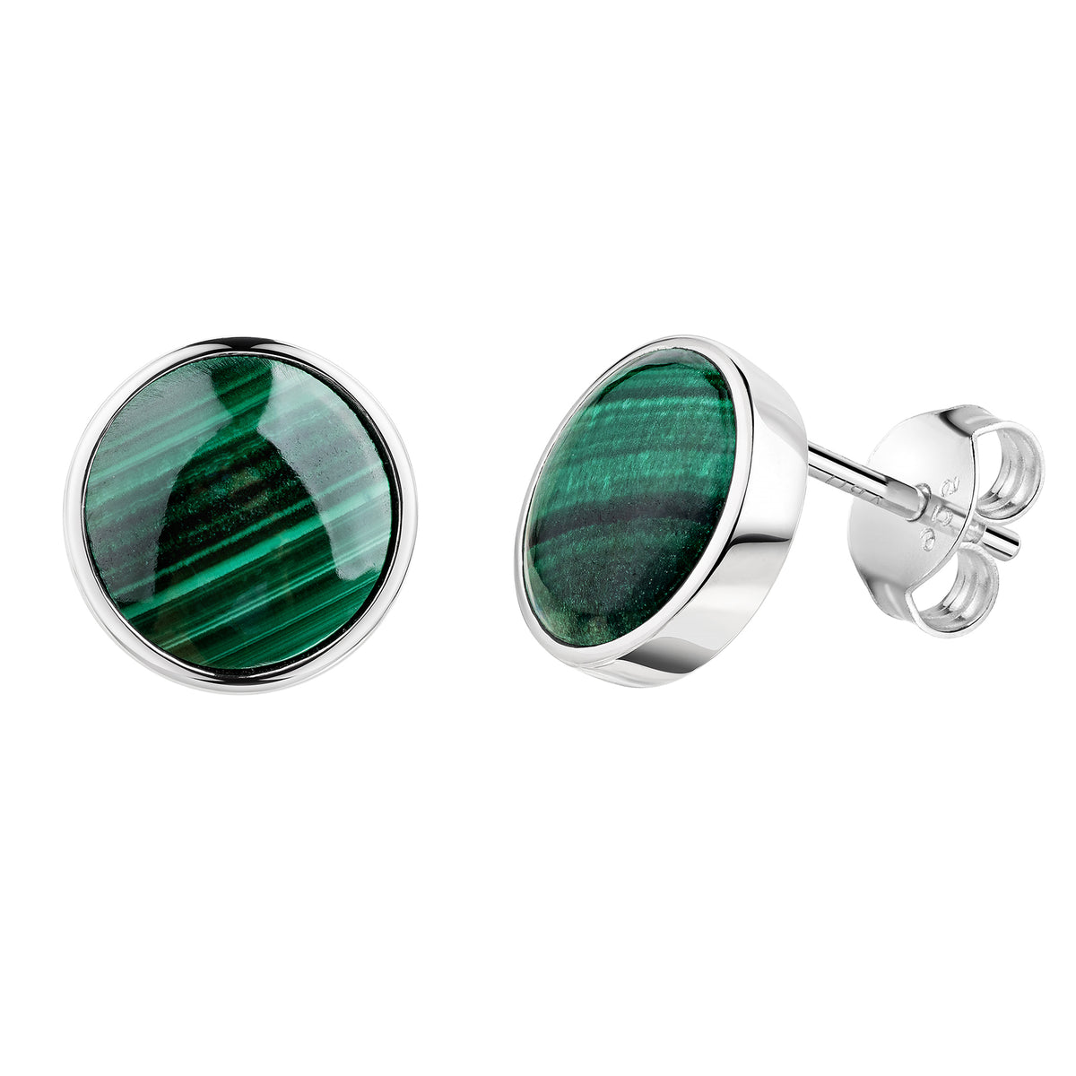 Ohrstecker 925/- Sterling Silber rhodiniert 0,9cm Malachit