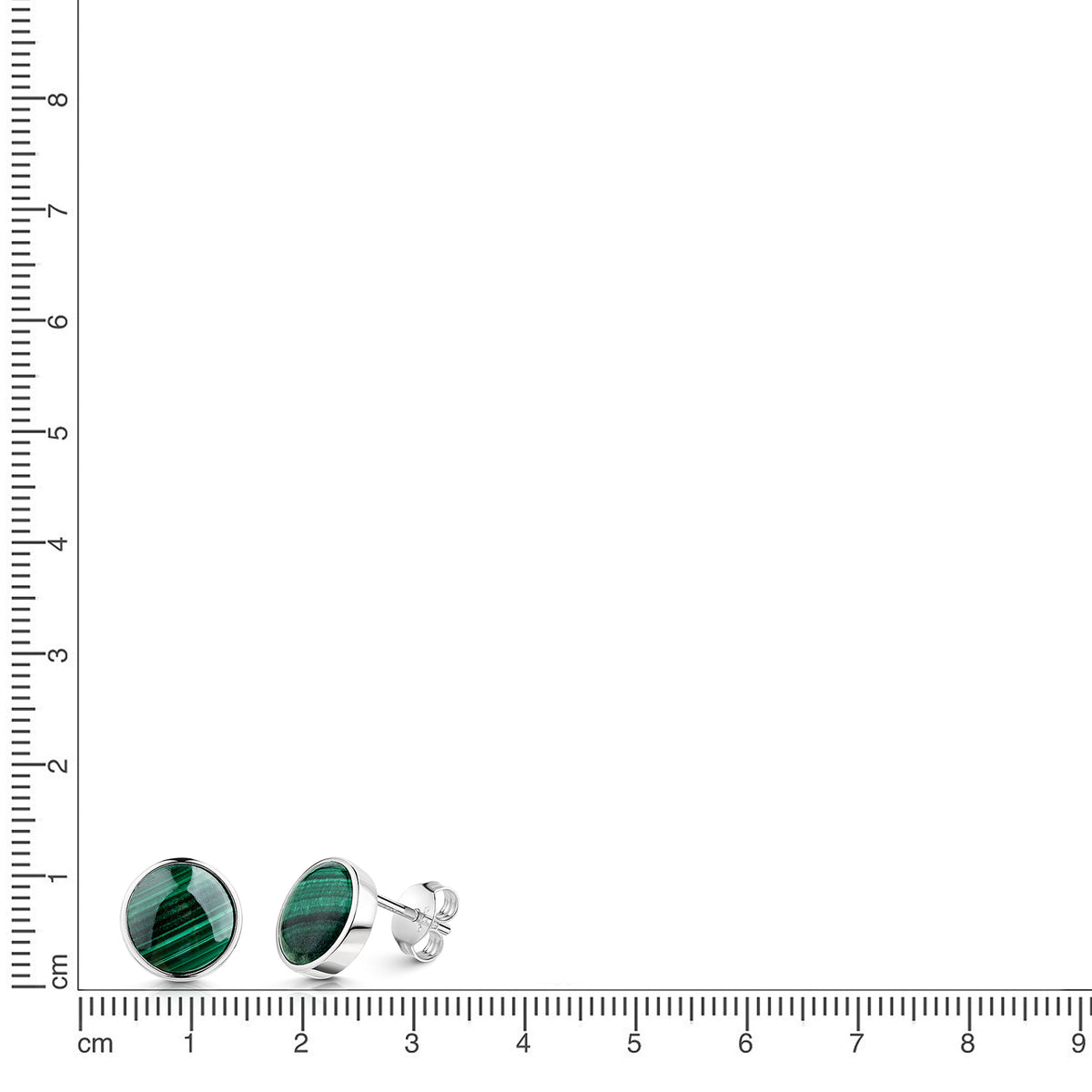 Ohrstecker 925/- Sterling Silber rhodiniert 0,9cm Malachit