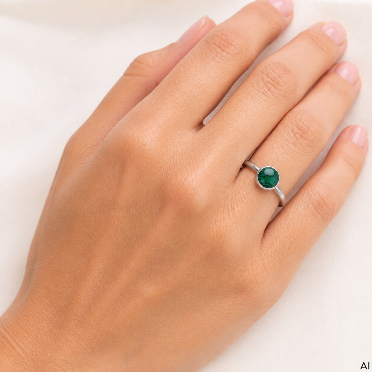 Ring 925/- Sterling Silber rhodiniert Malachit