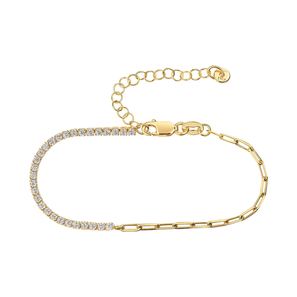 Armband Ankerkette 925/- Sterling Silber vergoldet 19cm Zirkonia