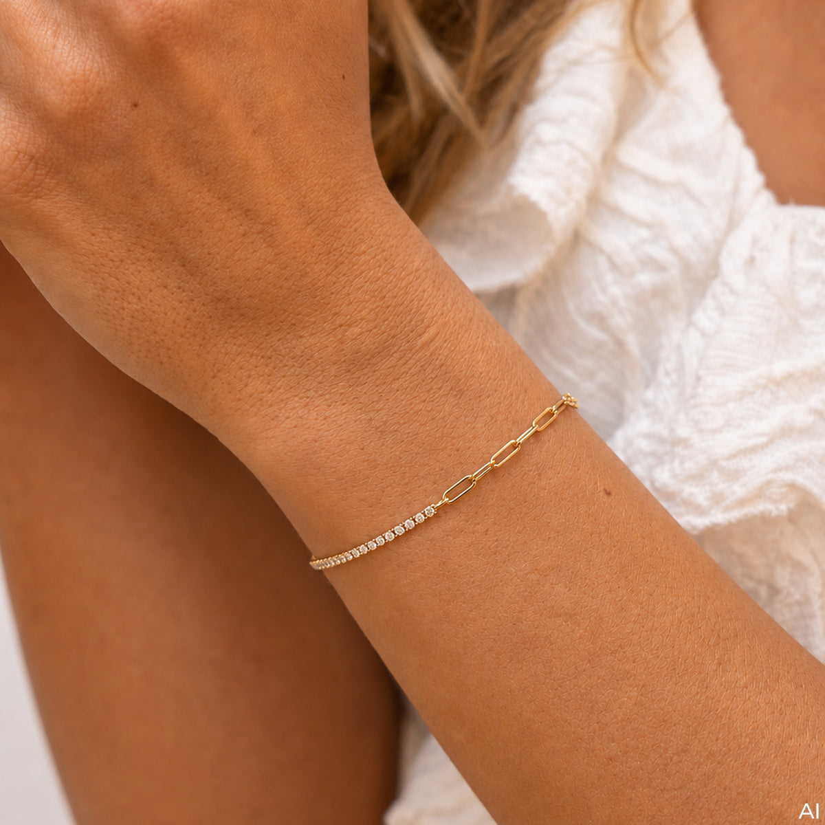 Armband Ankerkette 925/- Sterling Silber vergoldet 19cm Zirkonia