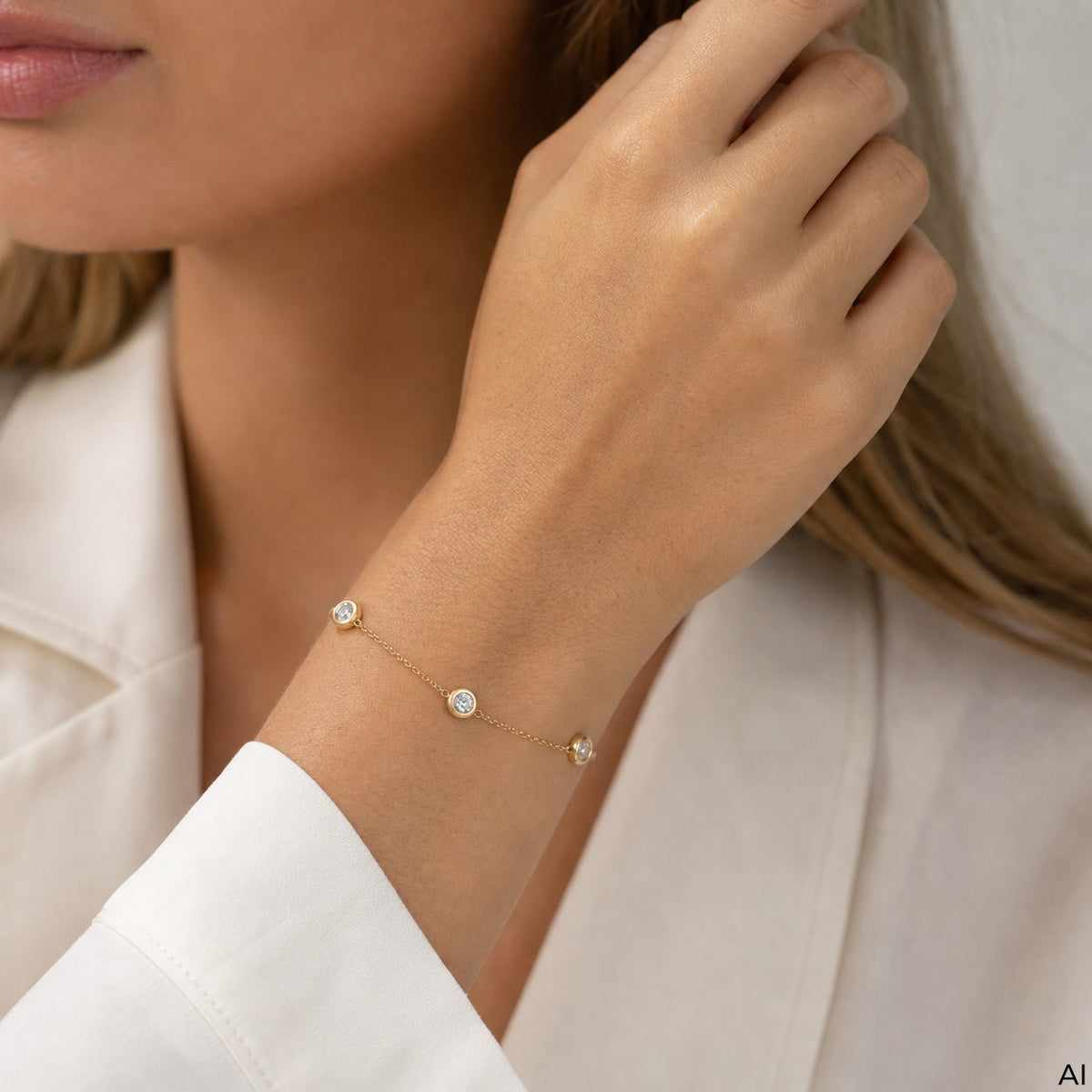 Armband Ankerkette 375/- Gold vergoldet 17+2cm Zirkonia