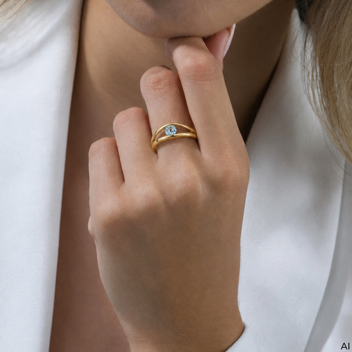 Ring 375/- Gold vergoldet Blautopas beh.