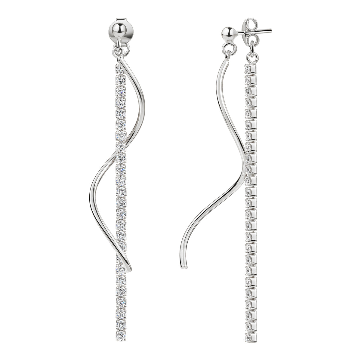 Ohrringe 925/- Sterling Silber rhodiniert 6,2cm Zirkonia