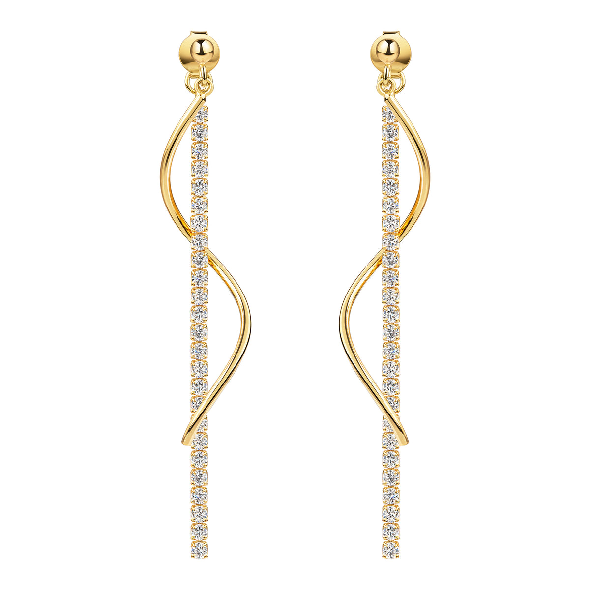 Ohrringe 925/- Sterling Silber vergoldet 6,2cm Zirkonia