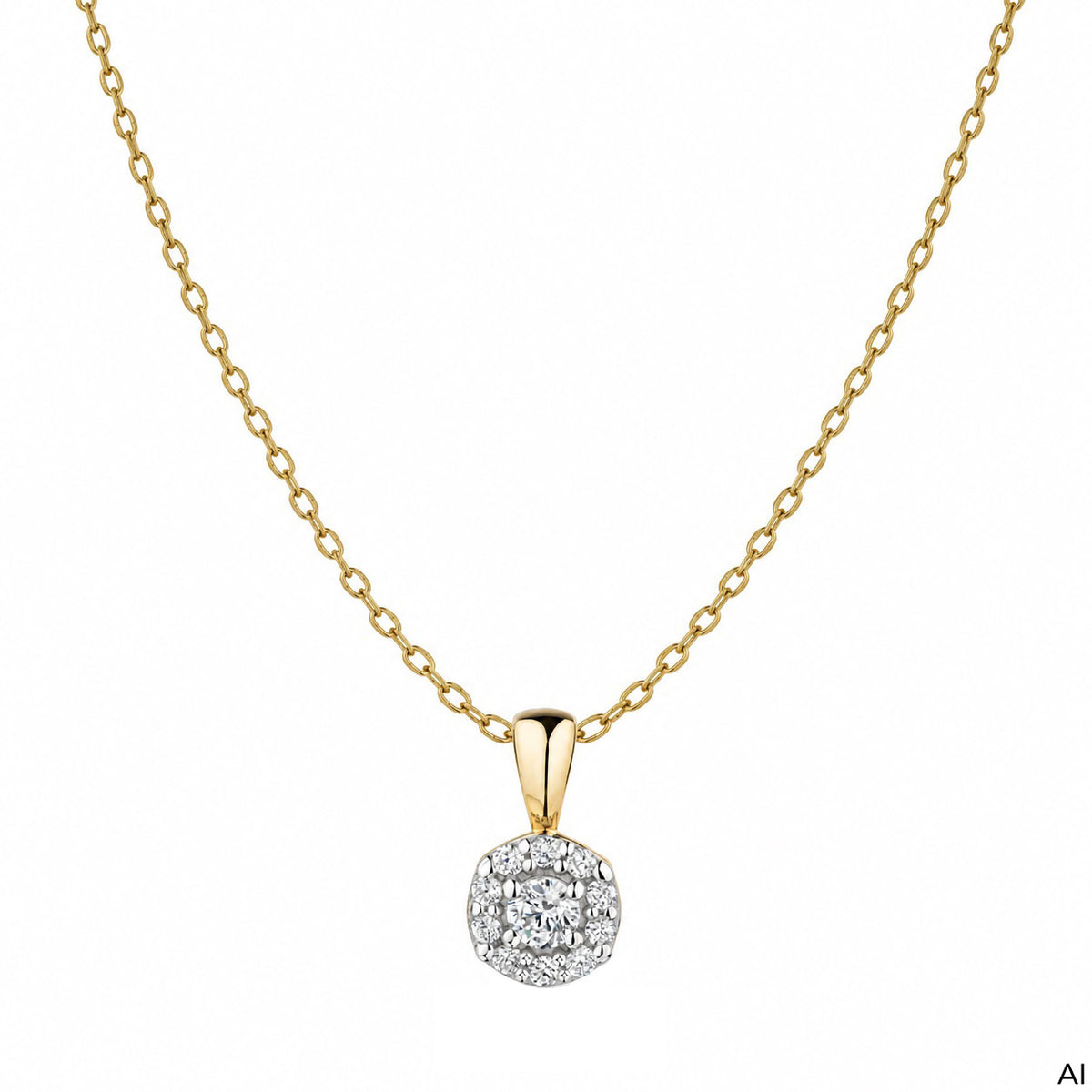 Anhänger mit Kette Ankerkette 375/- Gold vergoldet 42cm Zirkonia