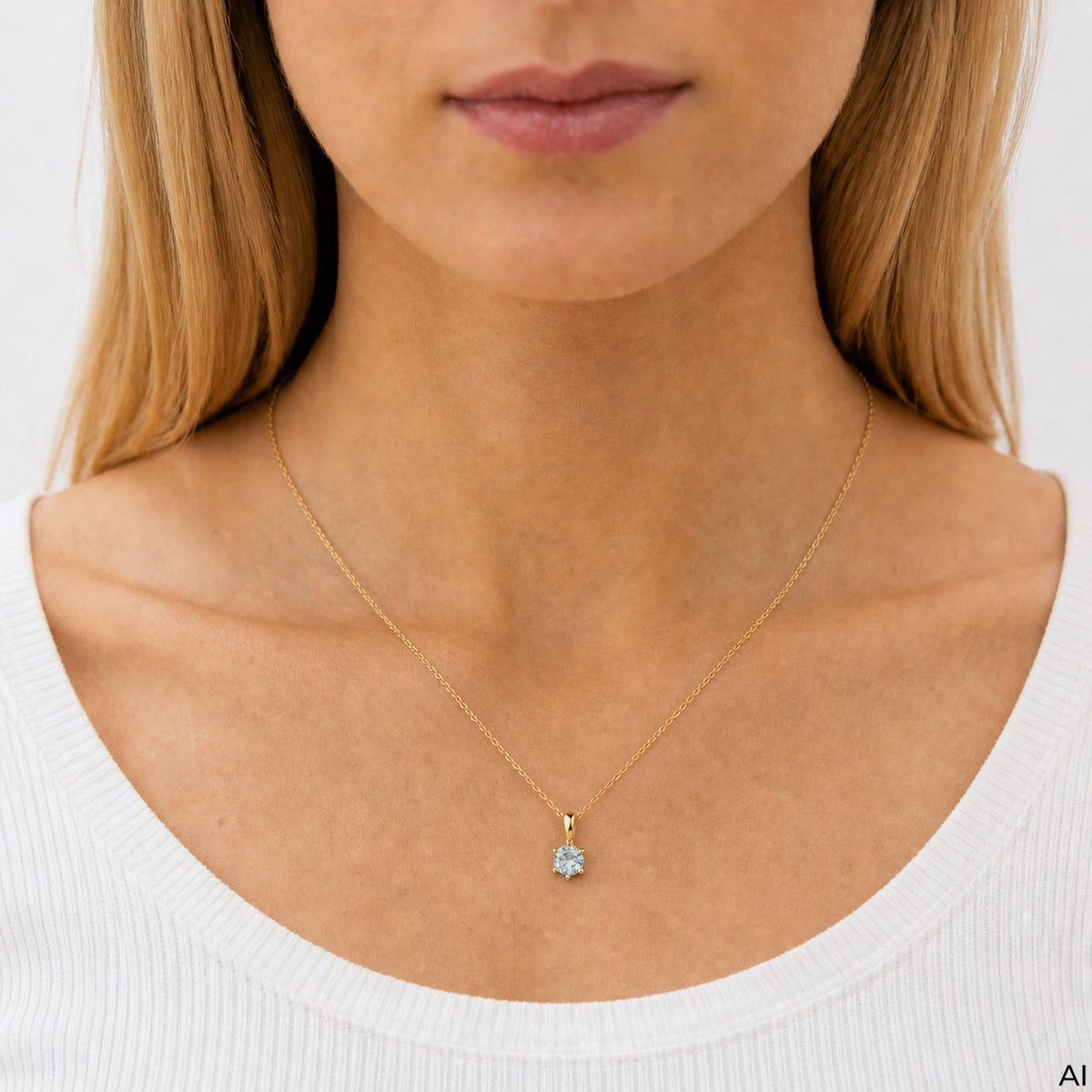 Anhänger mit Kette Gedreht 375/- Gold vergoldet 45cm Blautopas beh.
