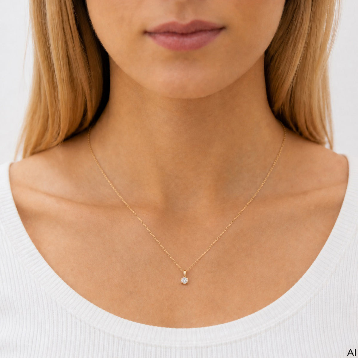 Anhänger mit Kette Ankerkette 375/- Gold vergoldet 45,0cm Zirkonia