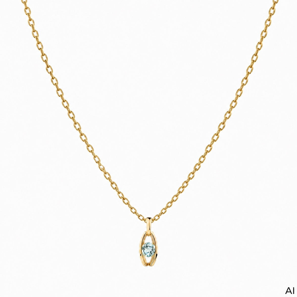 Anhänger mit Kette Ankerkette 375/- Gold vergoldet 42cm Blautopas beh.