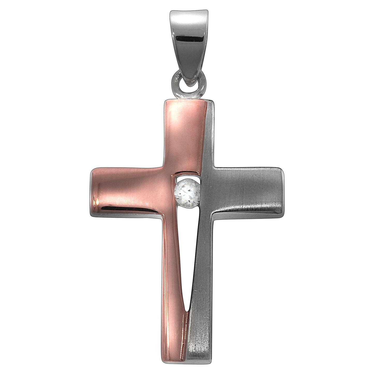 Anhänger 925/- Sterling Silber rotvergoldet (teil) 2,85cm Zirkonia