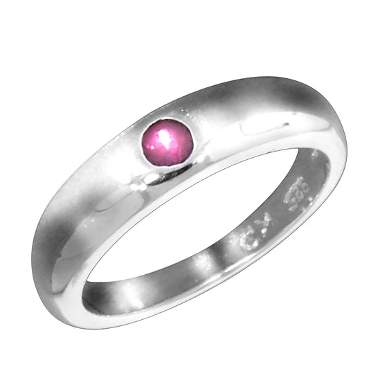 Taufring 925/- Sterling Silber rhodiniert 1,1cm Rubin