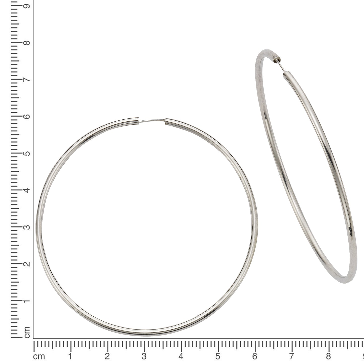 Creolen 925/- Sterling Silber rhodiniert 6,0cm ohne