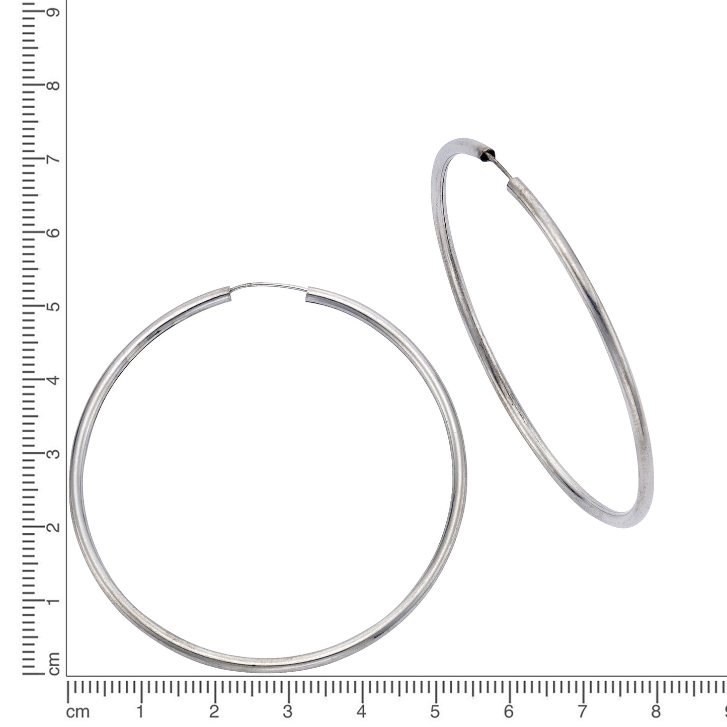 Creolen 925/- Sterling Silber rhodiniert 5,0cm ohne