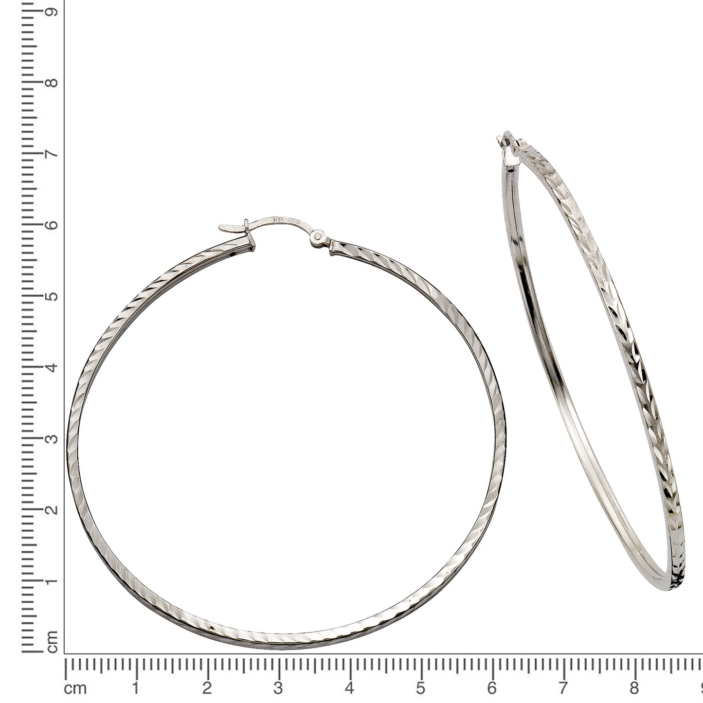 Creolen 925/- Sterling Silber rhodiniert 6,0cm ohne