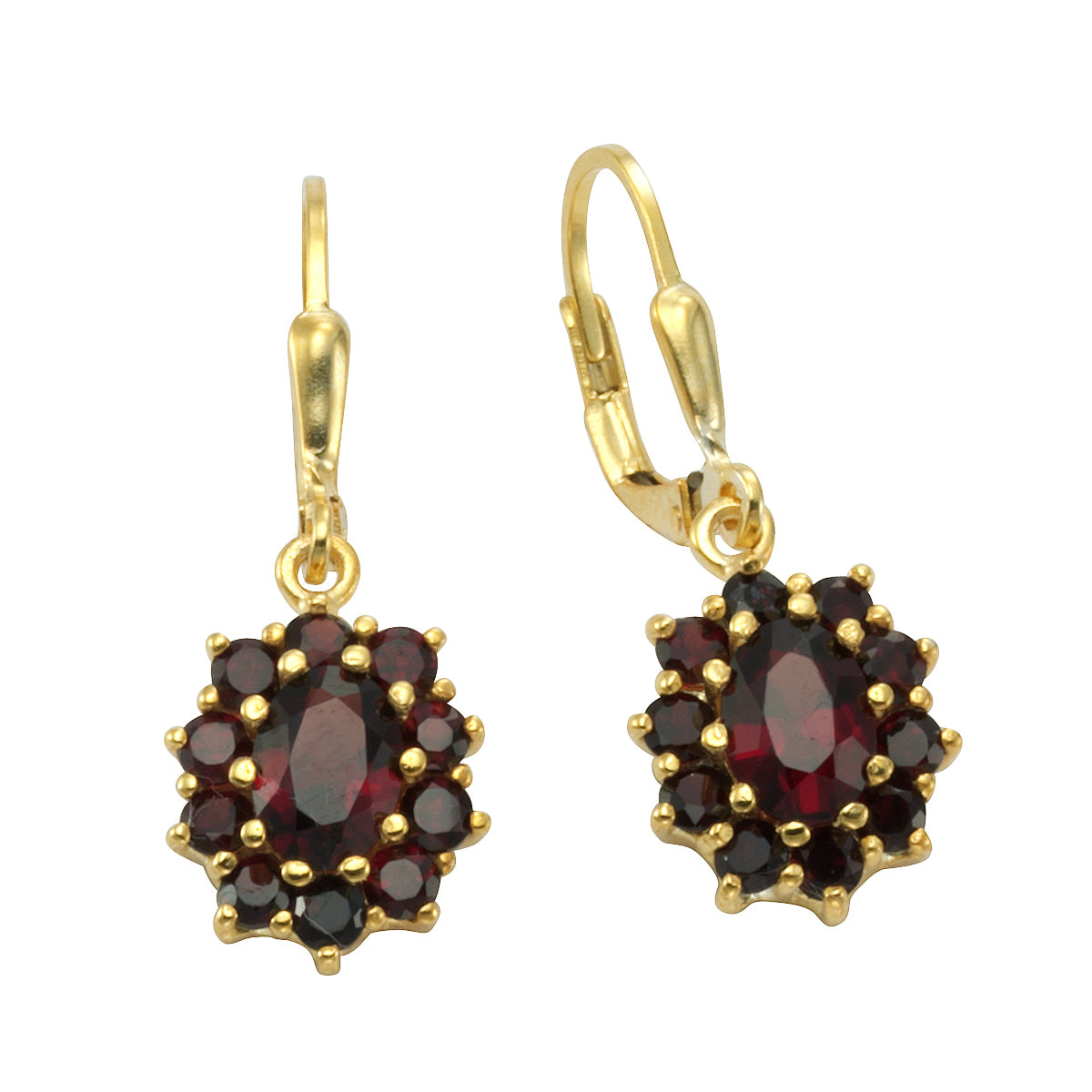 Ohrhänger 925/- Sterling Silber vergoldet 3,0cm Granat