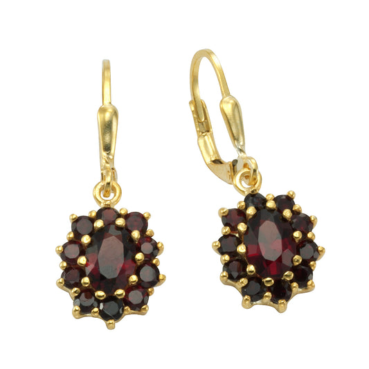 Ohrhänger 925/- Sterling Silber vergoldet 3,0cm Granat