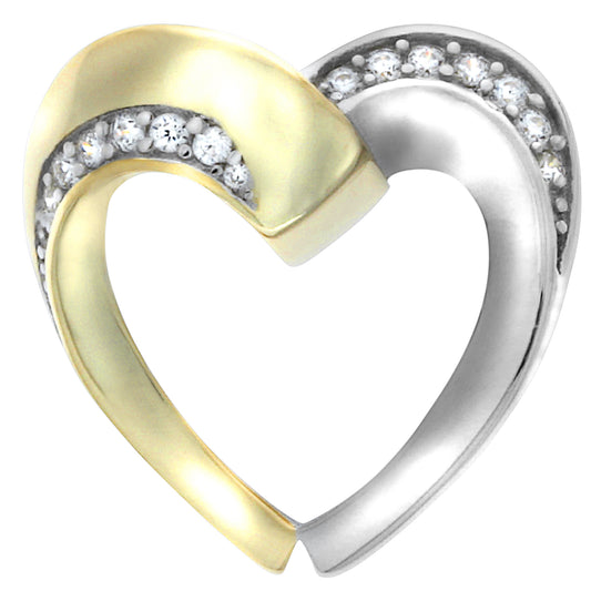 Anhänger 925/- Sterling Silber vergoldet (teil) 1,9cm Zirkonia