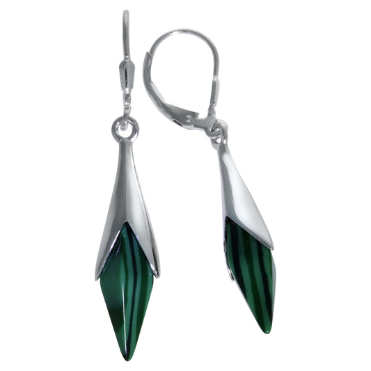 Ohrhänger 925/- Sterling Silber rhodiniert 4,6cm synth. Malachit