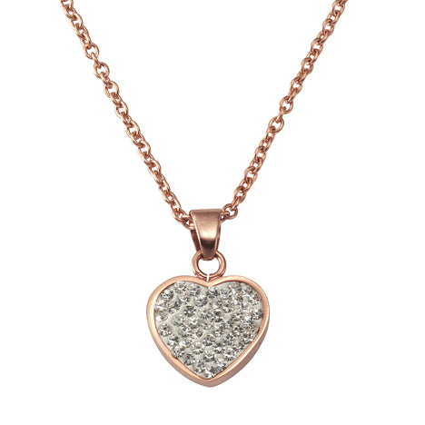 Anhänger mit Kette Edelstahl rotvergoldet 45cm Kristall