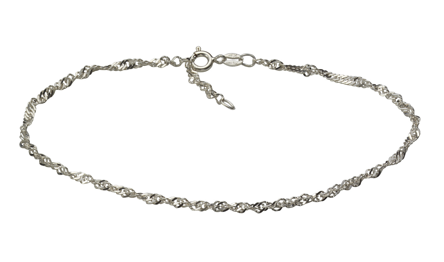 Fusskette Singapurkette 925 rhodiniert 24cm