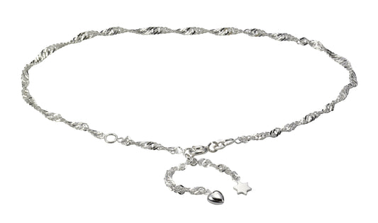 Fusskette 925/- Sterling Silber rhodiniert 23cm