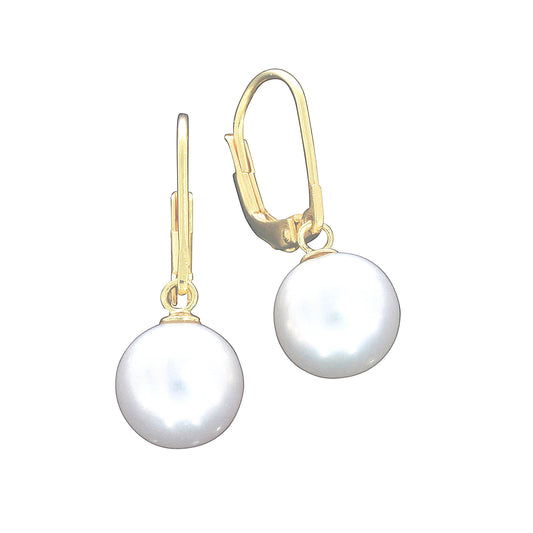 Ohrhänger 925/- Sterling Silber vergoldet 2,5cm Süßwasserzuchtperle