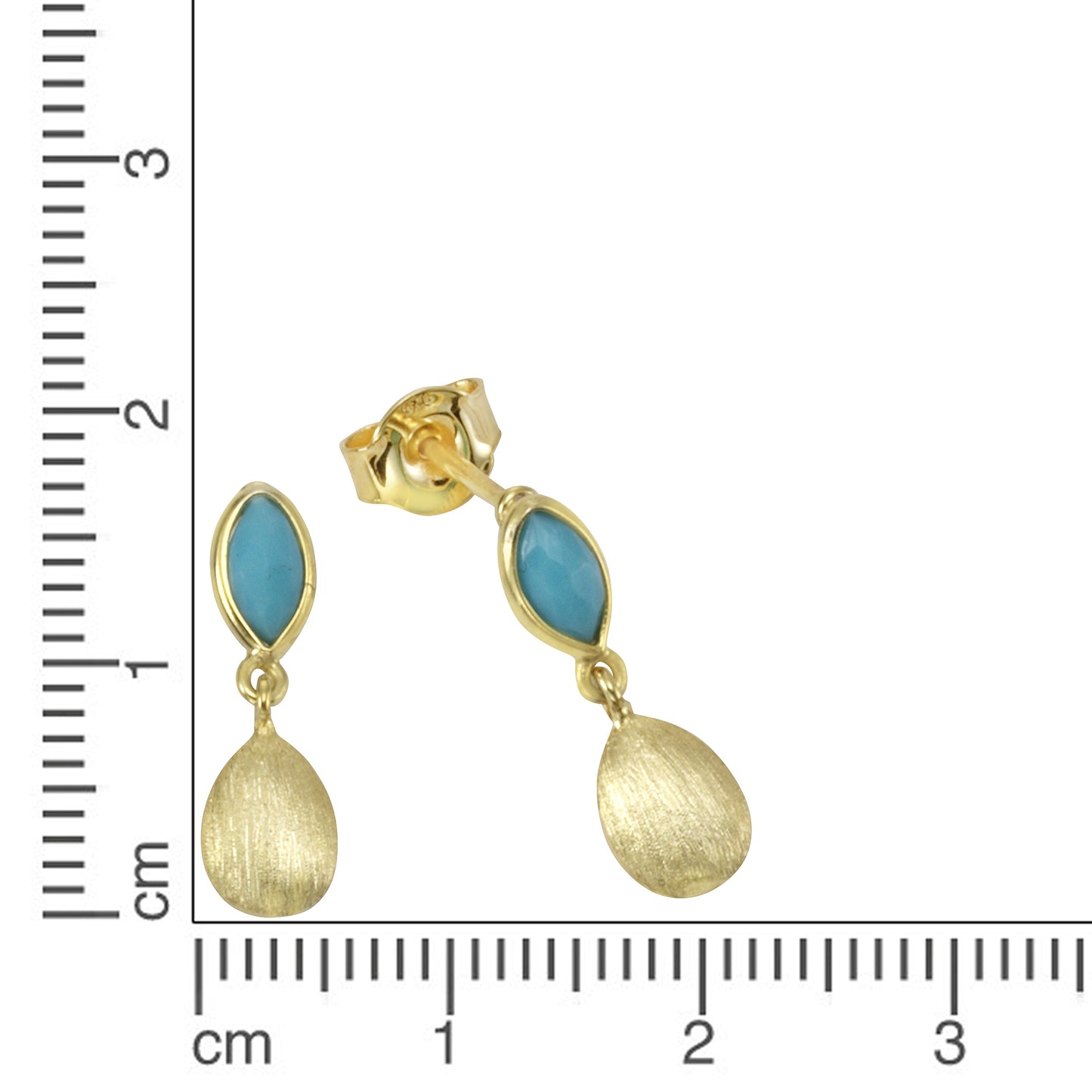 Set Anhänger, Kette + Ohrhänger keine / nicht relevant 925/- Sterling Silber vergoldet 45cm Türkis rek.