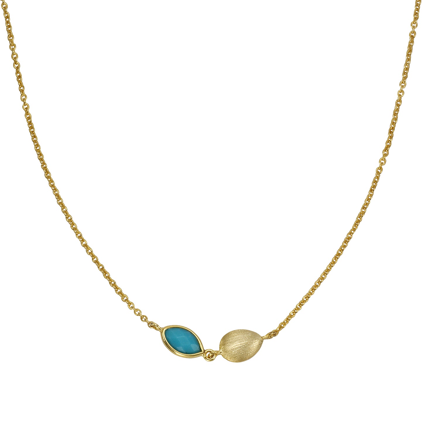 Set Anhänger, Kette + Ohrhänger keine / nicht relevant 925/- Sterling Silber vergoldet 45cm Türkis rek.