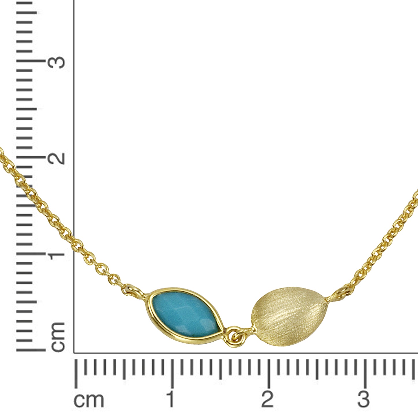 Set Anhänger, Kette + Ohrhänger keine / nicht relevant 925/- Sterling Silber vergoldet 45cm Türkis rek.