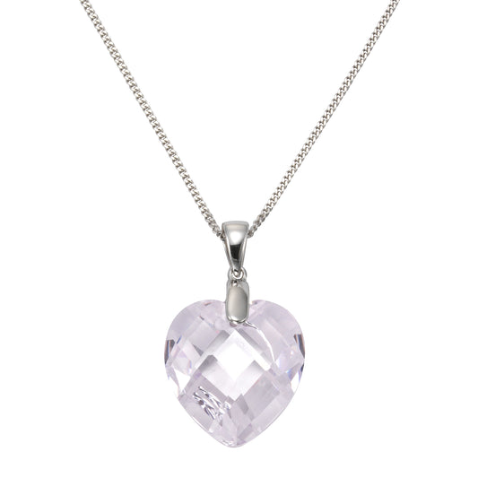 Anhänger mit Kette Panzerkette 925/- Sterling Silber rhodiniert 45cm Zirkonia