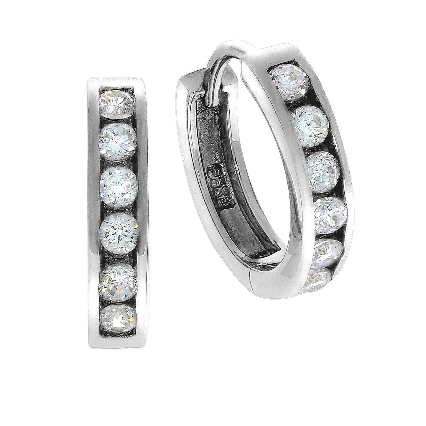 Creolen 925/- Sterling Silber rhodiniert 1,6cm Zirkonia