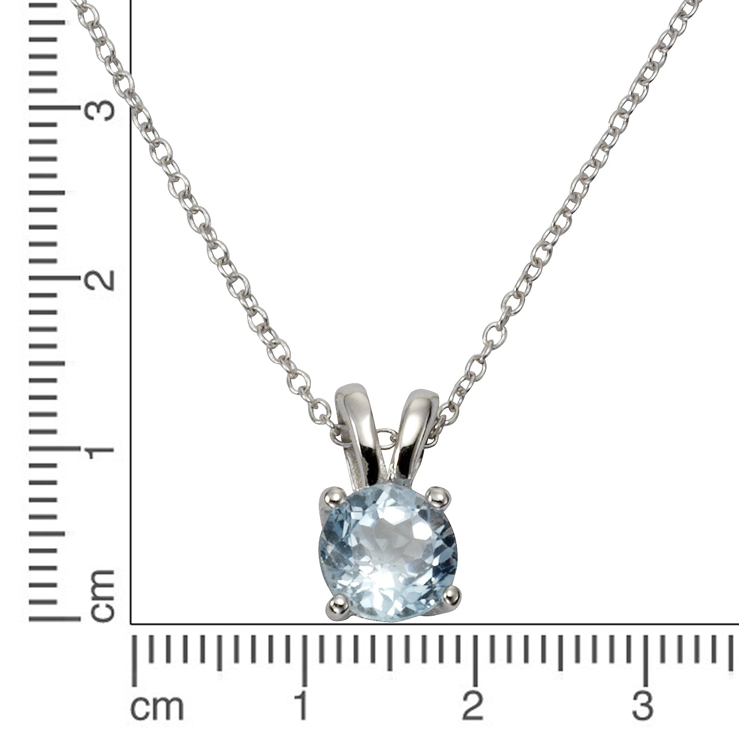 Halskette Ankerkette 925/- Sterling Silber rhodiniert 45,0cm Blautopas beh.