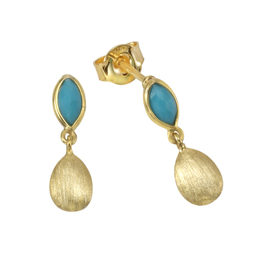Ohrhänger 925/- Sterling Silber vergoldet 45cm Türkis rek.
