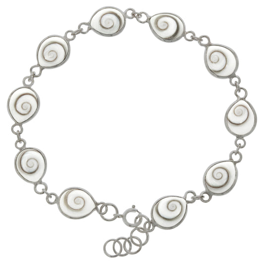 Armband 925/- Sterling Silber rhodiniert 19,5cm Muschel