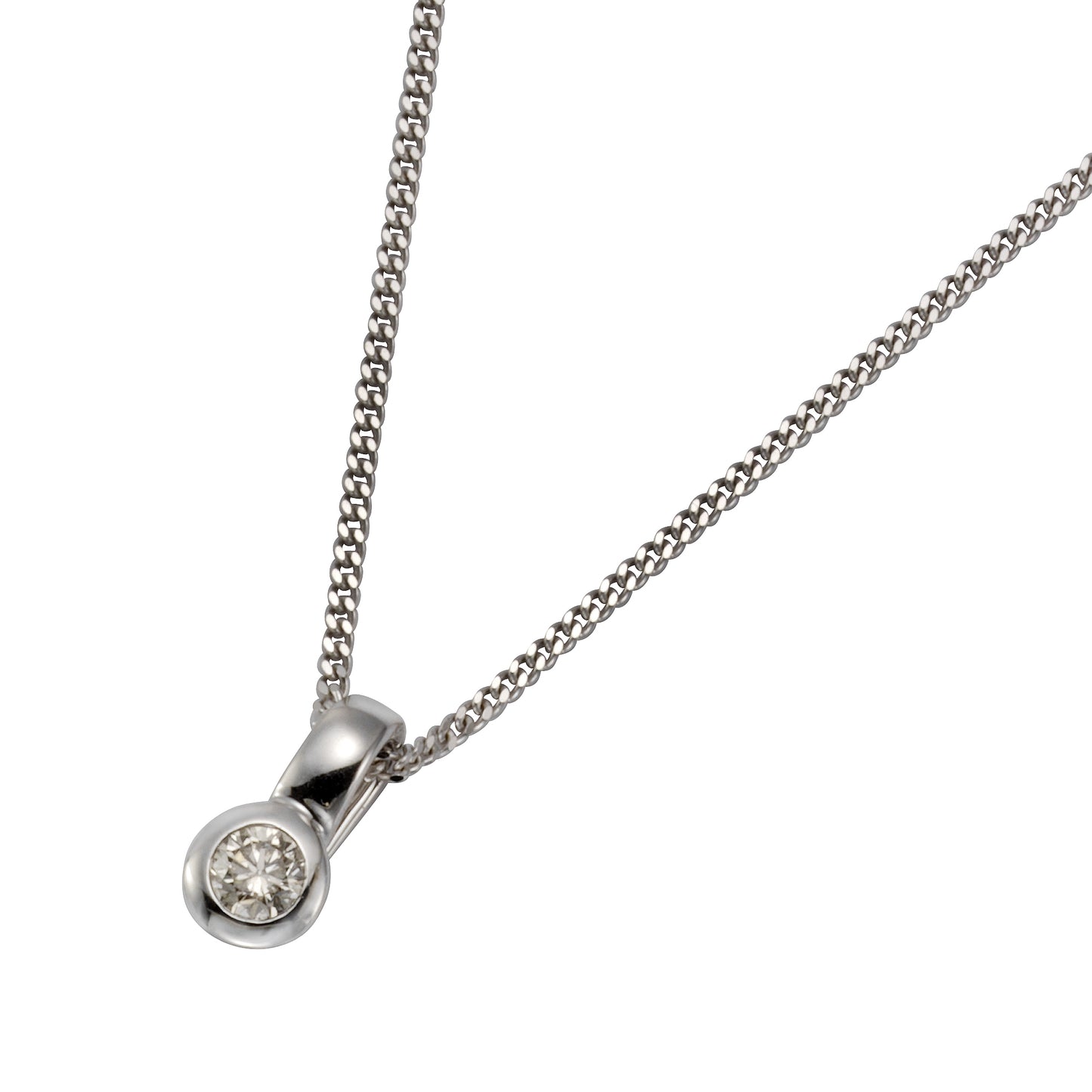 Halskette Panzerkette 585/- Gold rhodiniert 45,0cm Diamant 0,20ct.