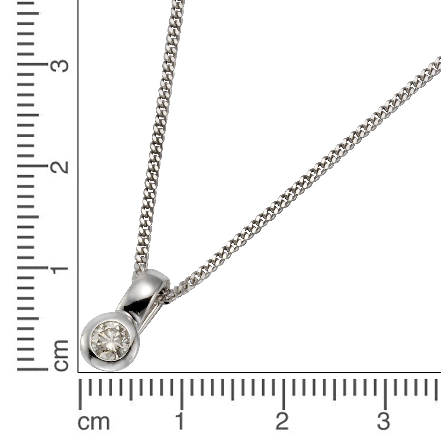 Halskette Panzerkette 585/- Gold rhodiniert 45,0cm Diamant 0,20ct.