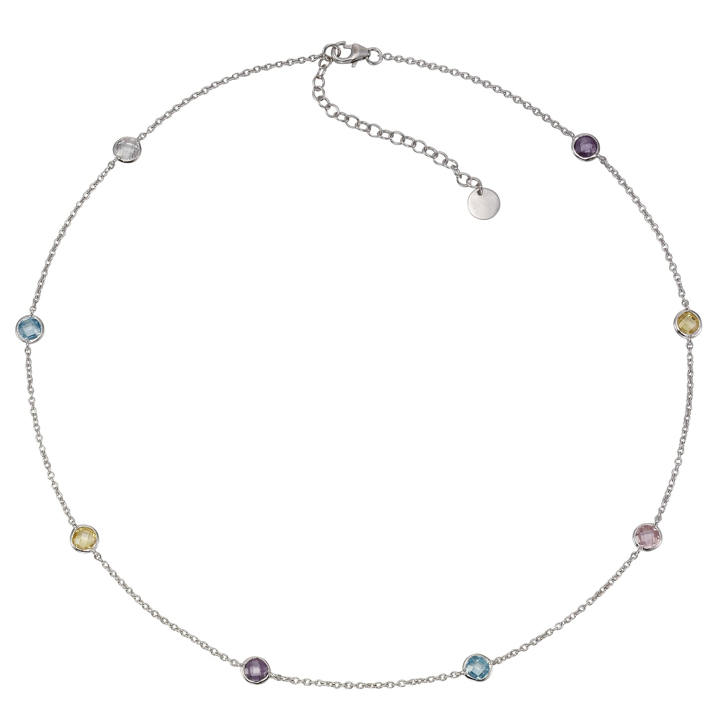 Halskette Ankerkette 925/- Sterling Silber rhodiniert 42cm Zirkonia