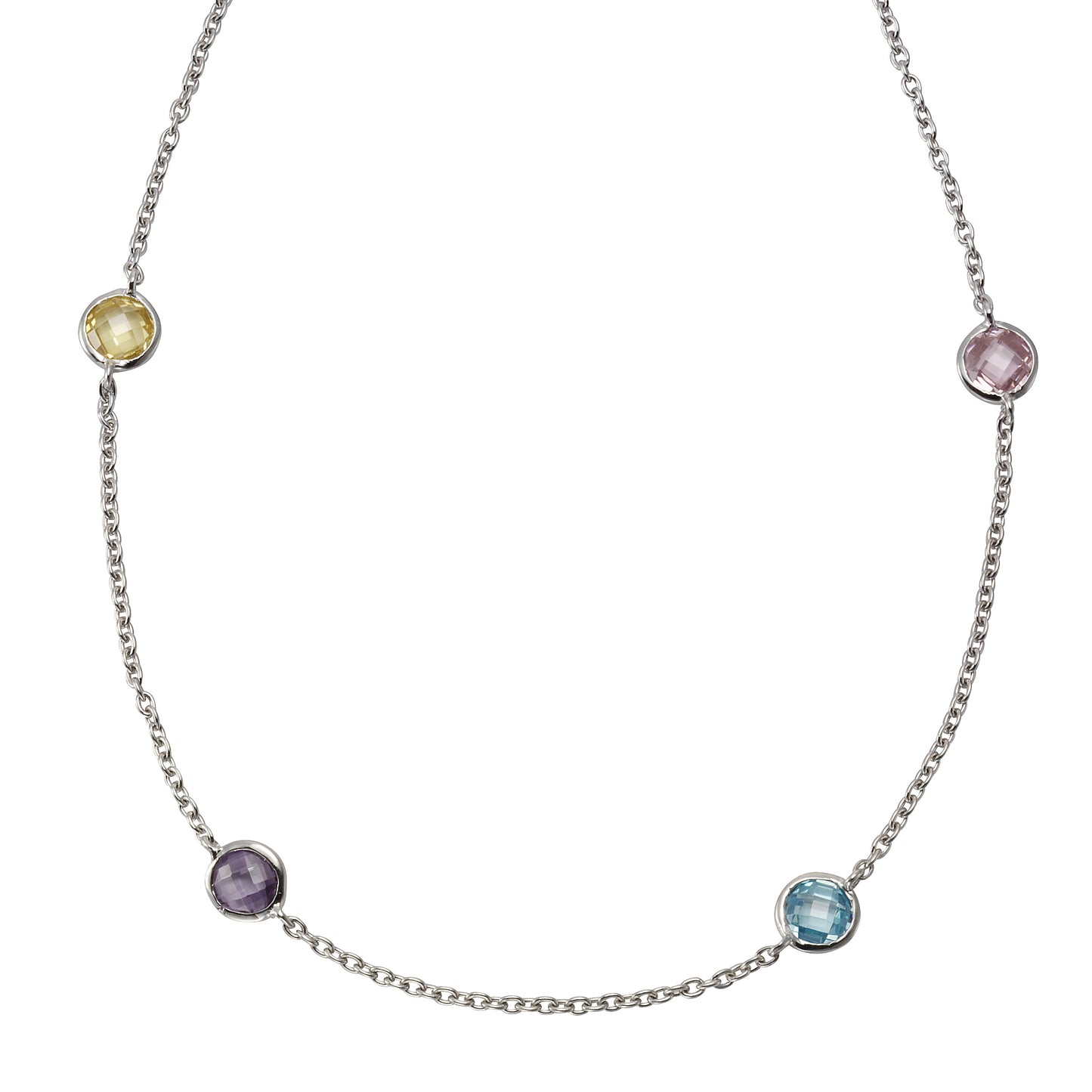 Halskette Ankerkette 925/- Sterling Silber rhodiniert 42cm Zirkonia