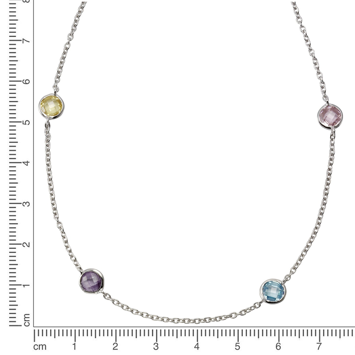 Halskette Ankerkette 925/- Sterling Silber rhodiniert 42cm Zirkonia