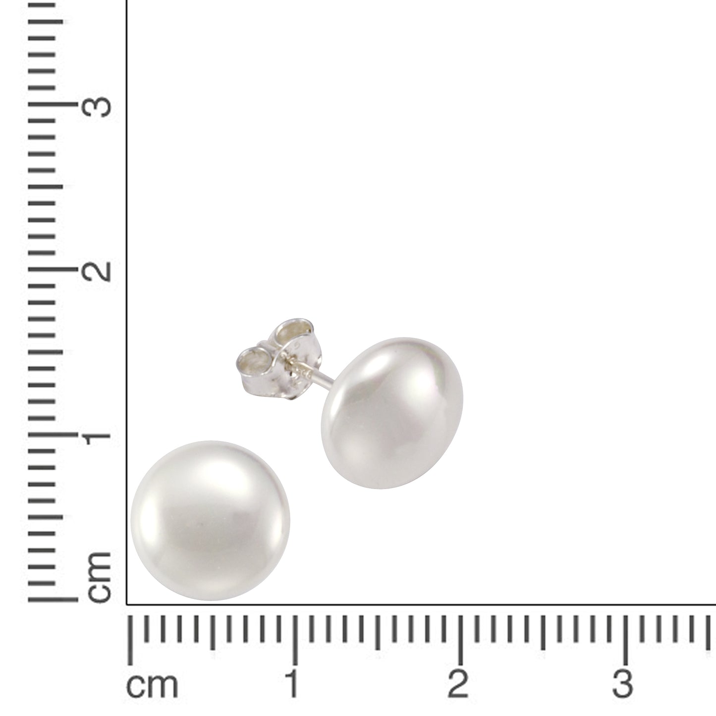 Ohrringe 925/- Sterling Silber rhodiniert 1,0cm Muschelkernperle