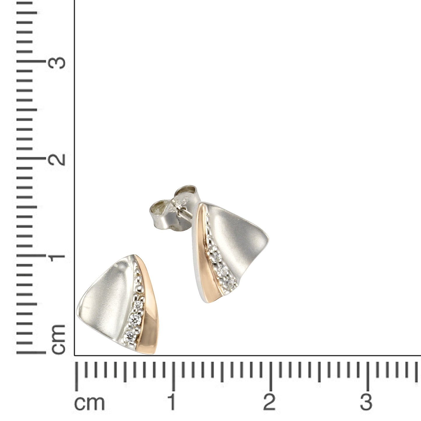 Ohrringe 925/- Sterling Silber rotvergoldet 1,1cm Zirkonia