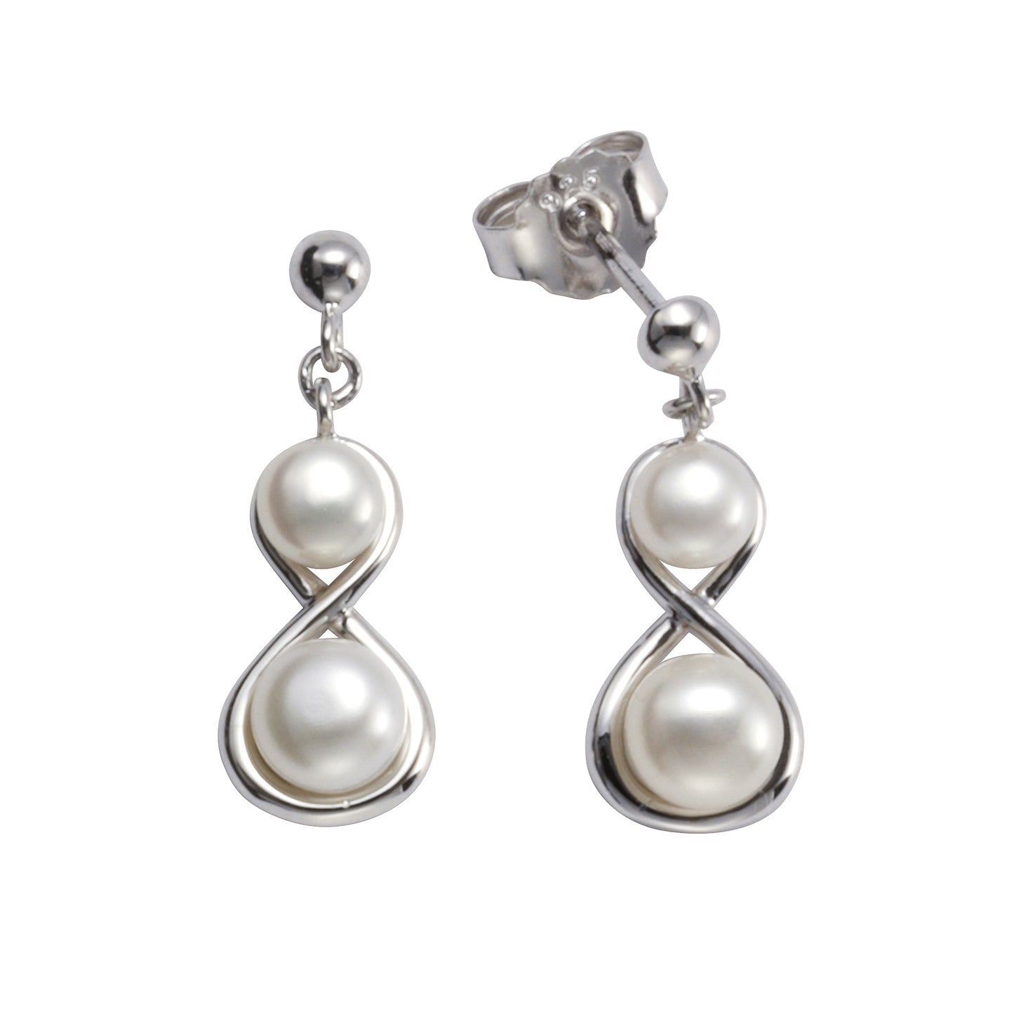 Ohrhänger 925/- Sterling Silber rhodiniert 2,15cm Süßwasserzuchtperle