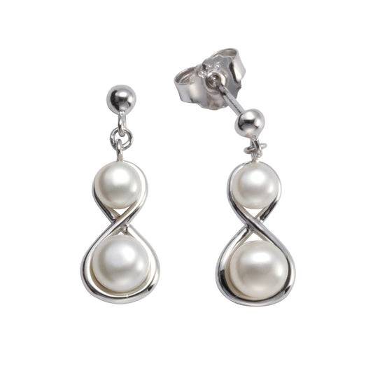 Ohrhänger 925/- Sterling Silber rhodiniert 2,15cm Süßwasserzuchtperle