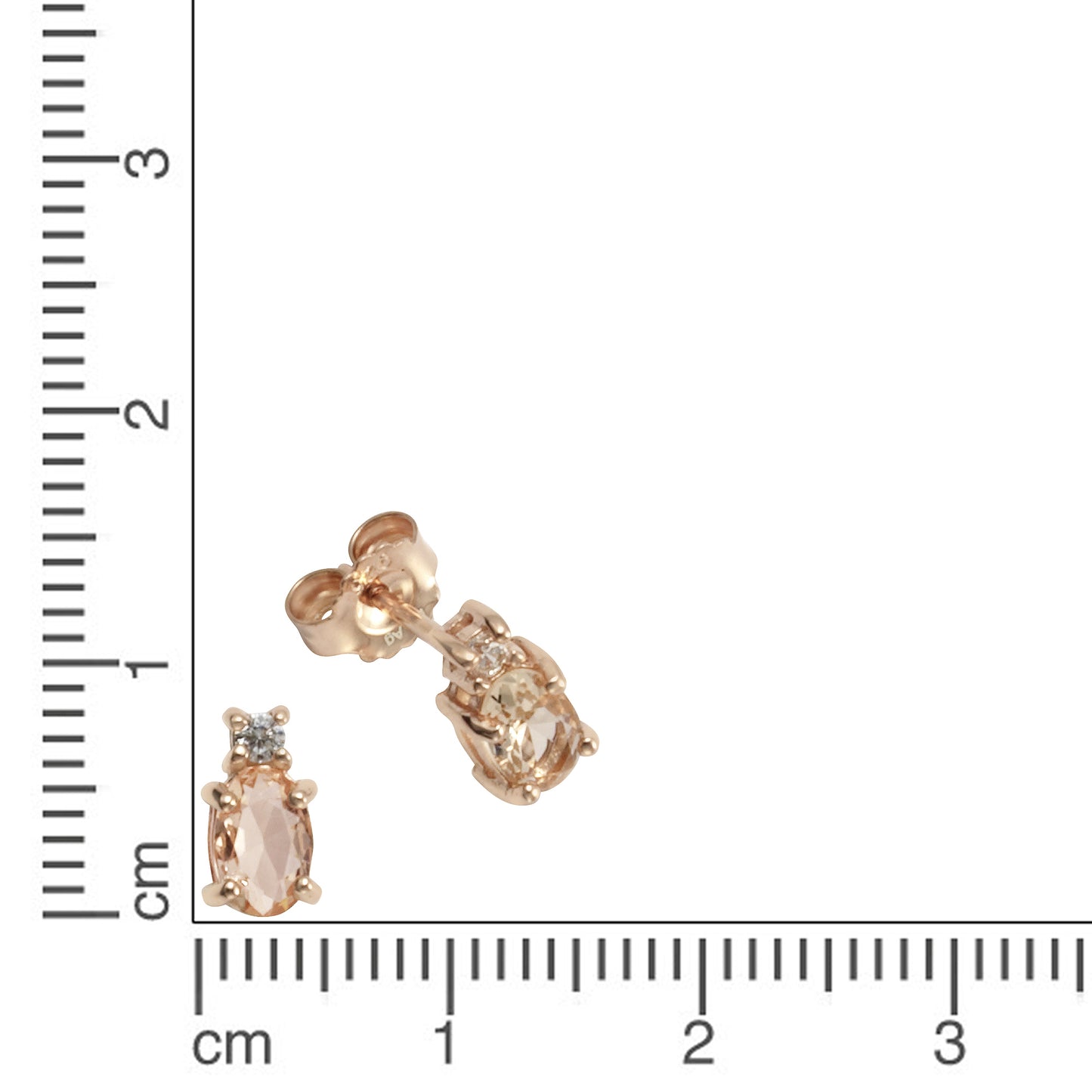 Ohrstecker 925/- Sterling Silber rotvergoldet 0,9cm Glasstein