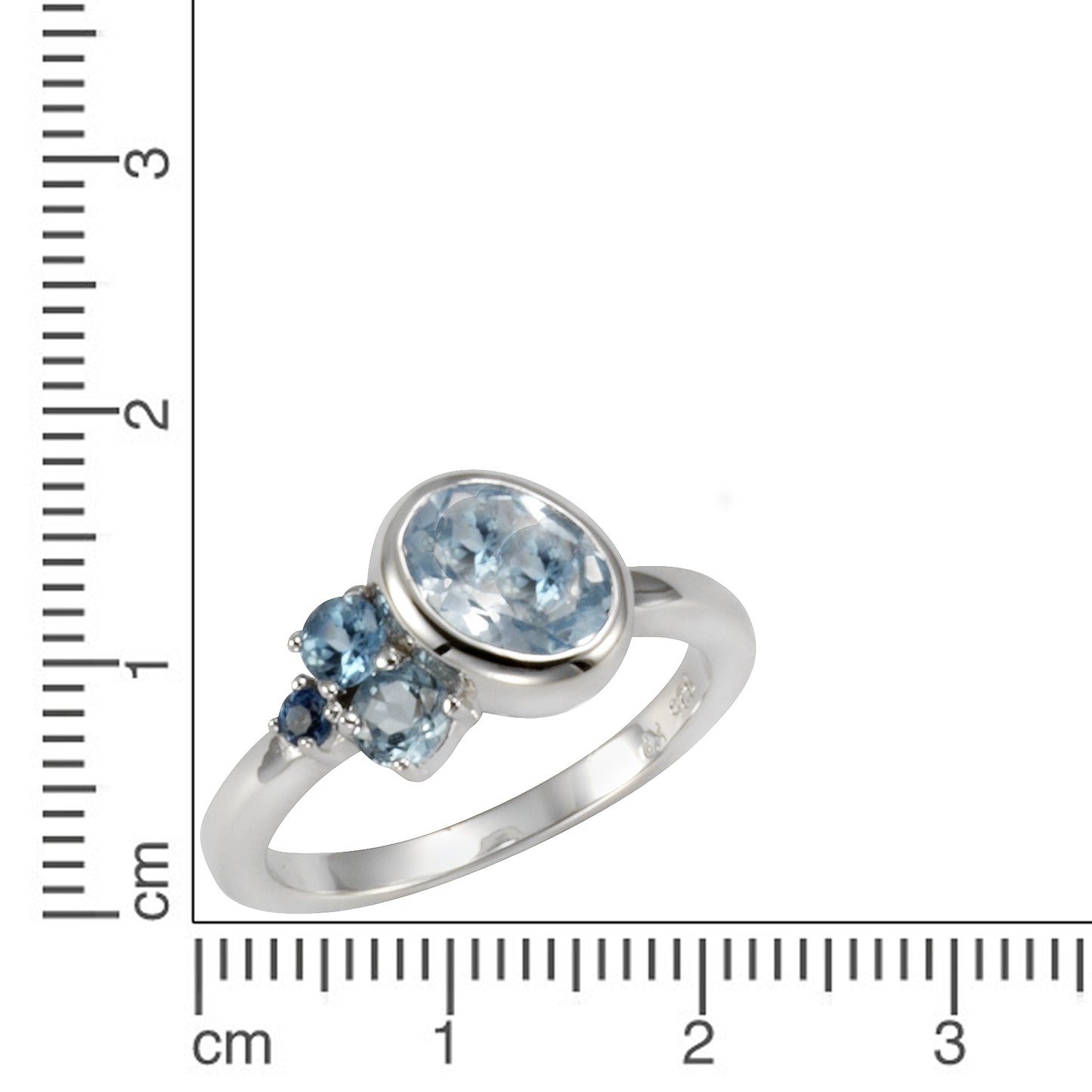 Ring 925/- Sterling Silber rhodiniert Blautopas beh.