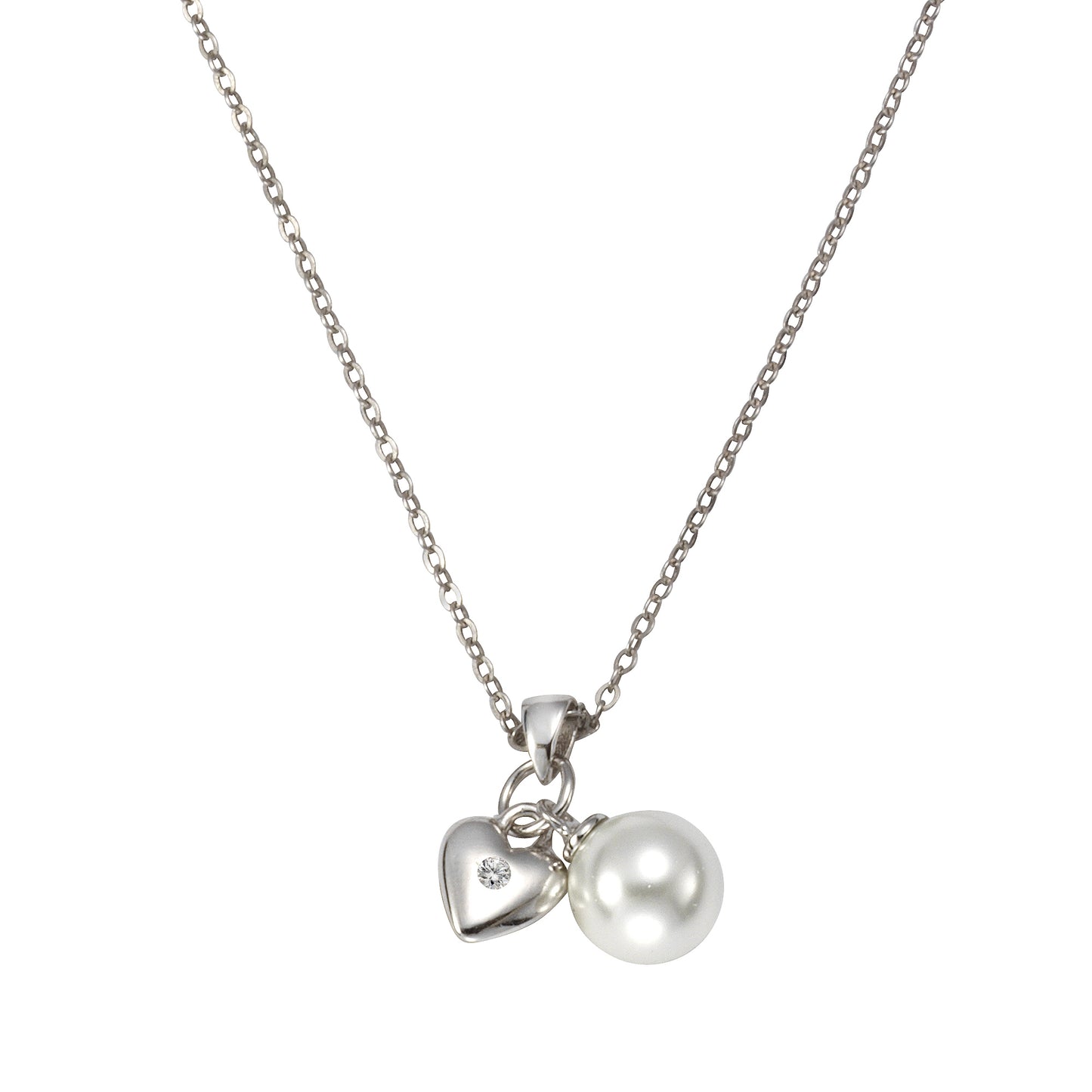 Anhänger mit Kette 925/- Sterling Silber rhodiniert 42cm Glasperle