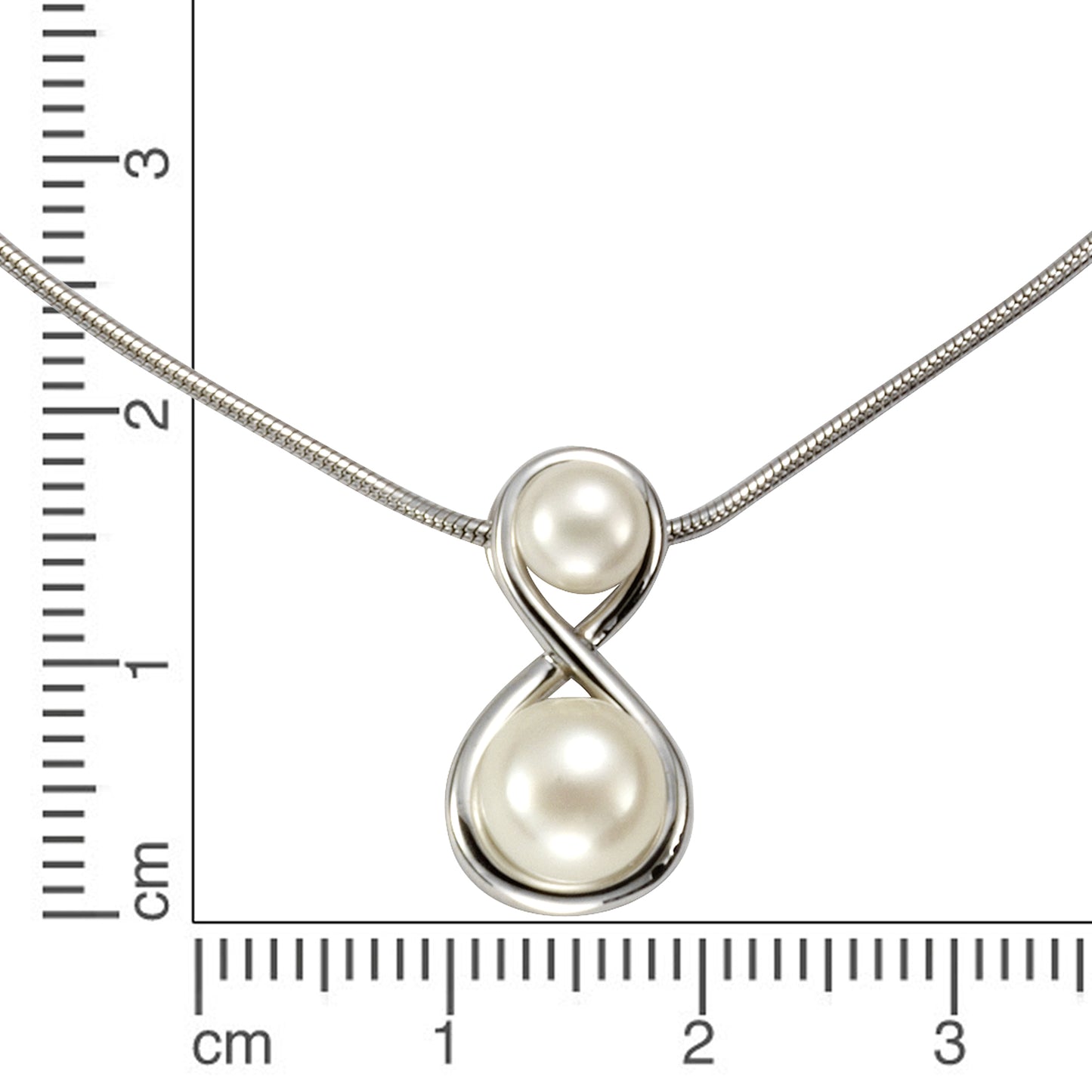 Halskette Schlangenkette 925/- Sterling Silber rhodiniert 42cm Süßwasserzuchtperle