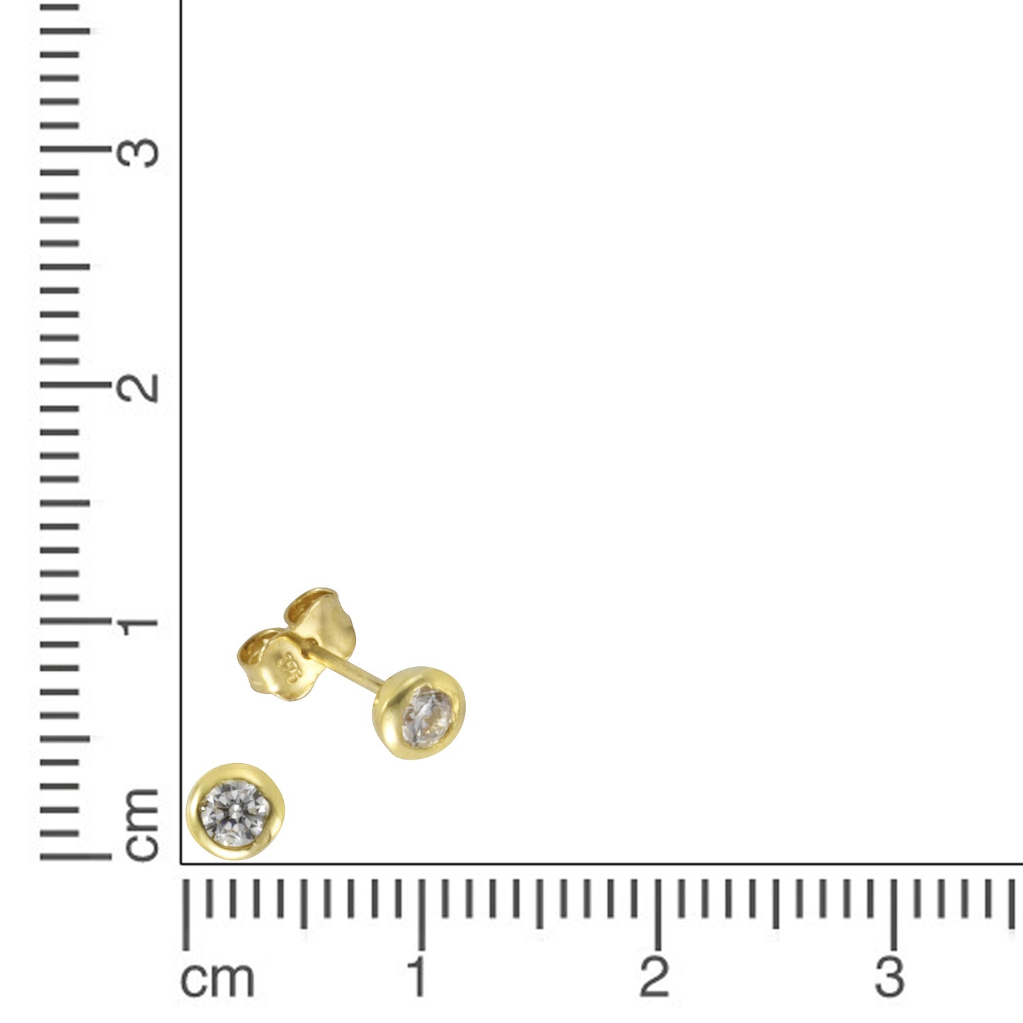 Ohrstecker 375/- Gold 1,5cm Zirkonia