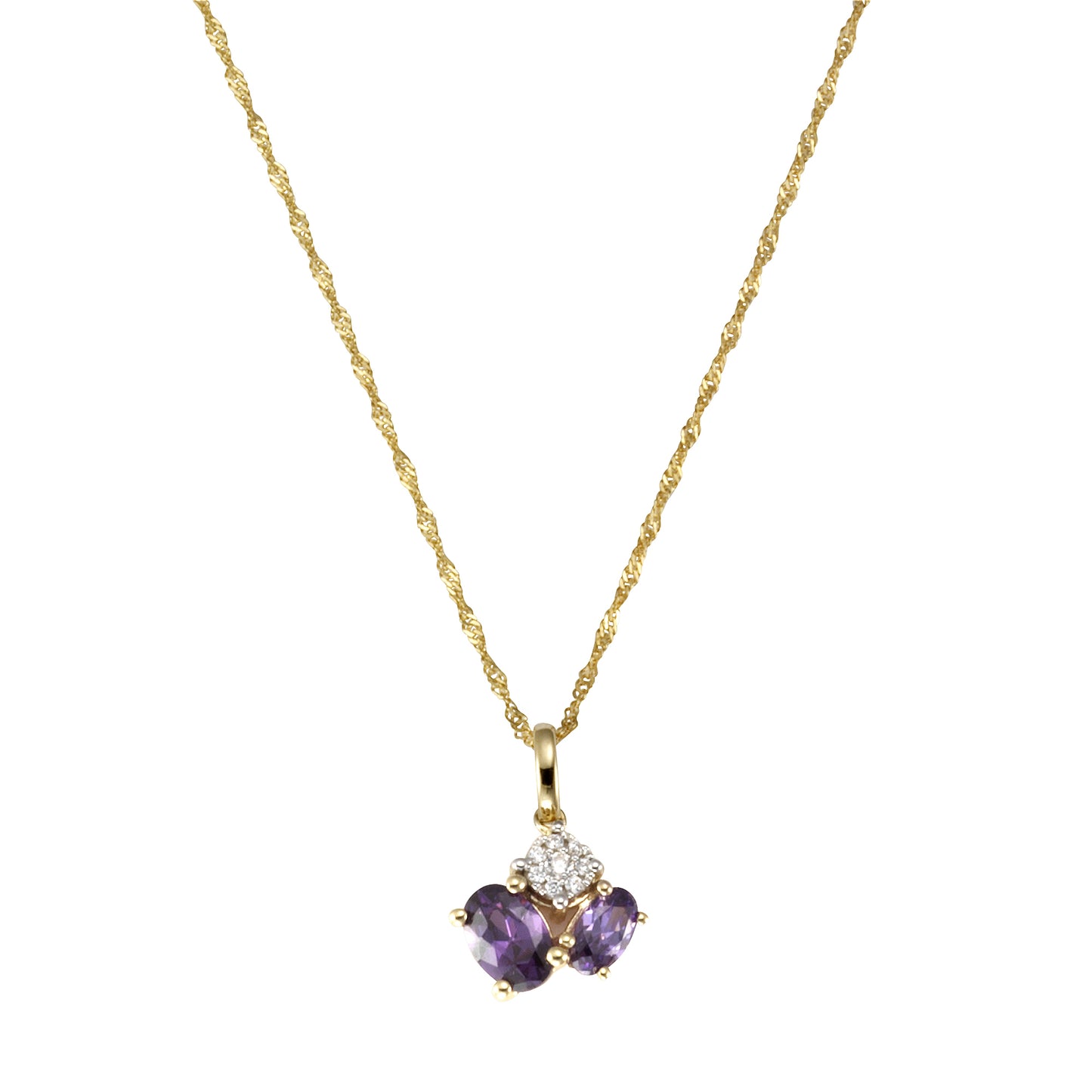 Halskette Singapurkette 375/- Gold rhodiniert 43cm Amethyst